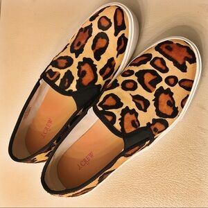 J. Crew Leopard Print Slip-On Sneakers in Black, Brown, Tan
